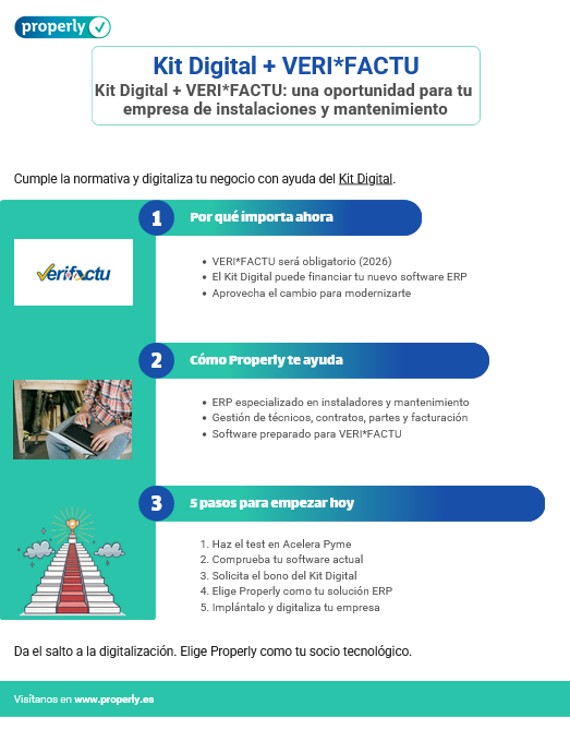 Cómo elegir un ERP para instaladores: 7 claves para empresas de instalación eléctrica, climatización y fontanería 1 infografia kit digital y verifactu: una oportunidad para tu empresa de instalaciones y mantenimientos