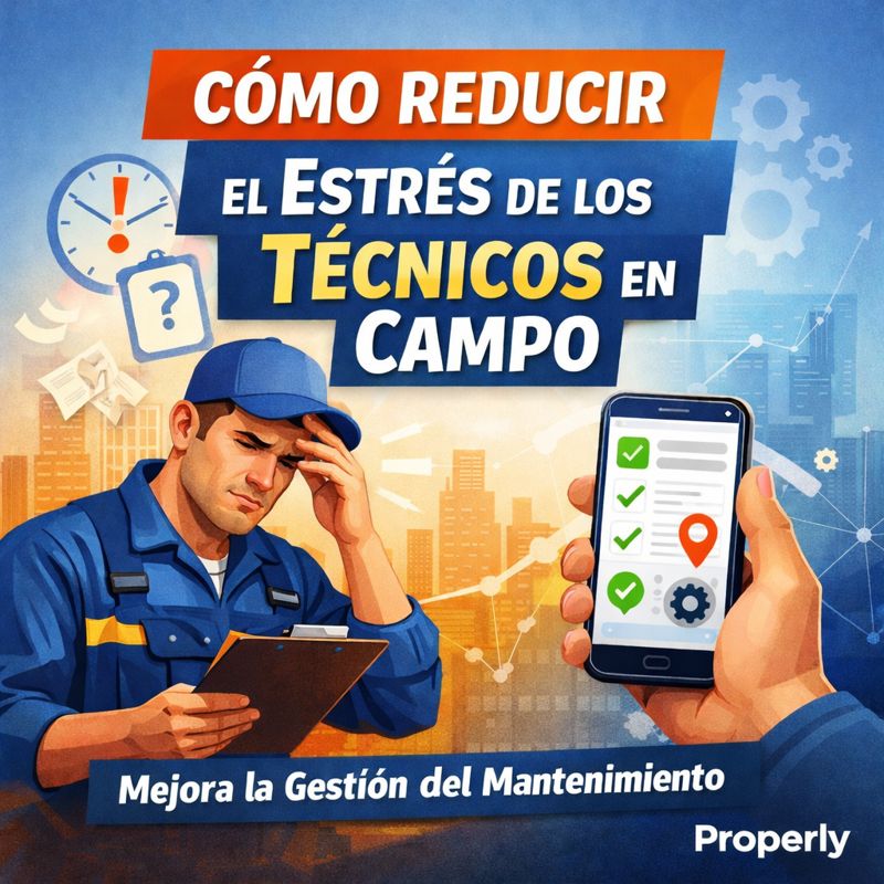 Cómo reducir el estrés de los técnicos en campo con una mejor gestión del mantenimiento Técnico en campo gestionando su trabajo desde el móvil con software de gestión de mantenimiento, Reporte Móvil, para reducir el estrés operativo
