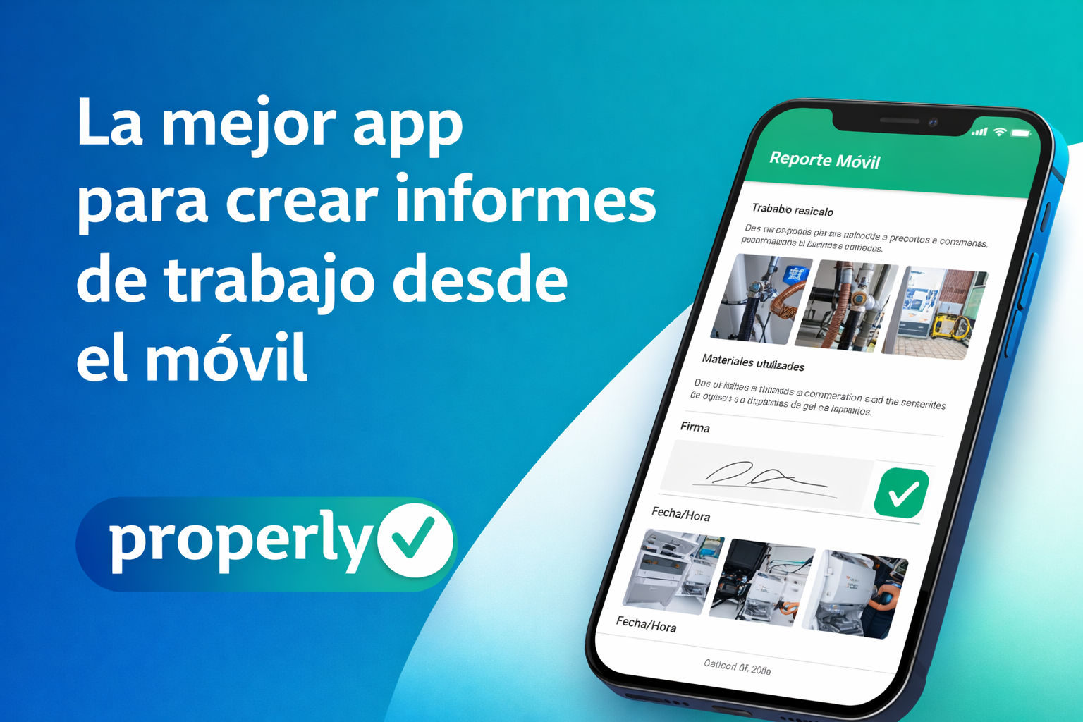 La mejor app para crear informes de trabajo desde el móvil | Reporte Móvil (Properly) App de partes de trabajo Reporte Móvil de Properly para crear informes desde el móvil